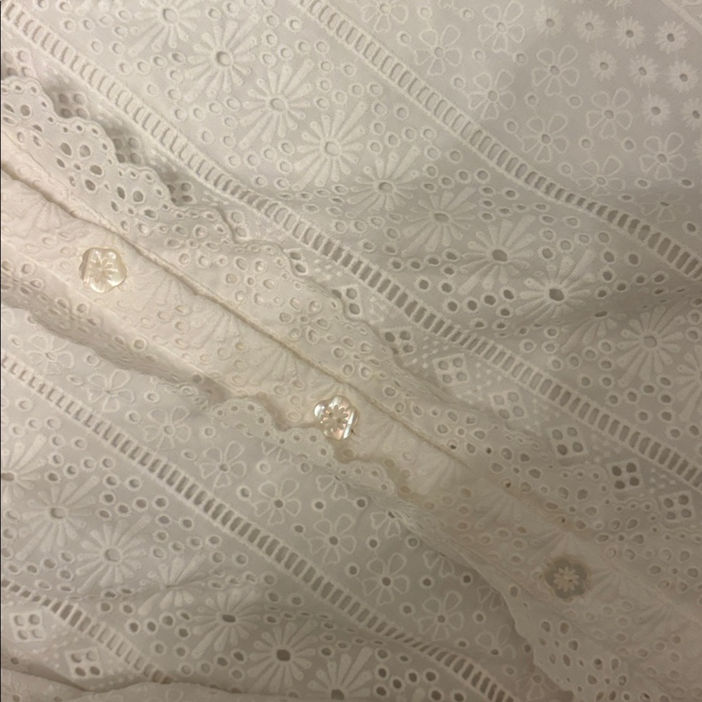 NWT CARTOLINA NANTUCKET MEREDITH WHITE SHORT SLEEVE MINI EYELET DRESS SMALL - Picture 3 of 3